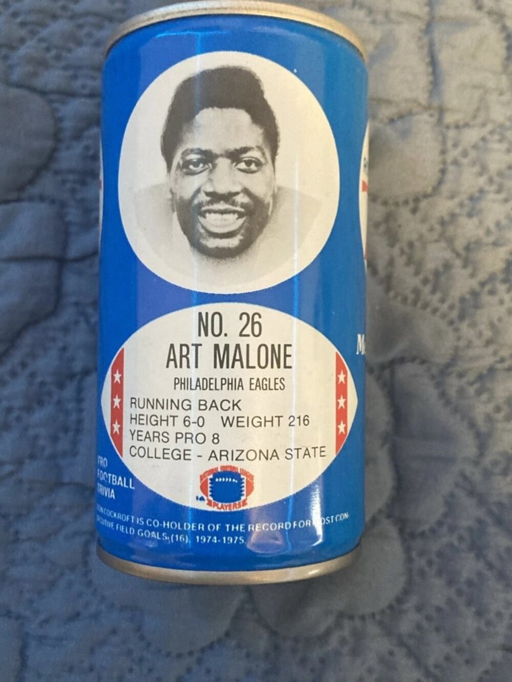 Art Malone Philadelphia Eagles RC Cola Soda Can